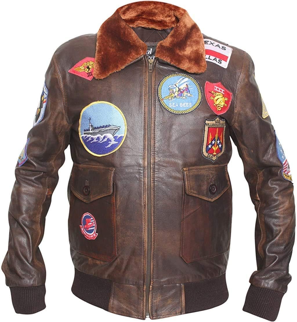 G1 Distressed Bomber Cowhide Leather Jacket