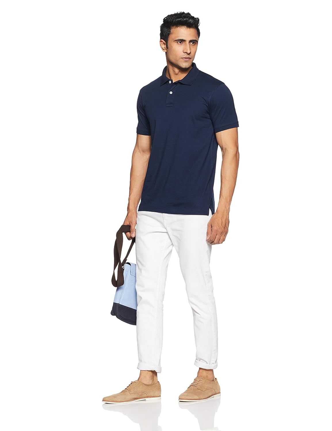 get in men's solid regular fit polo
