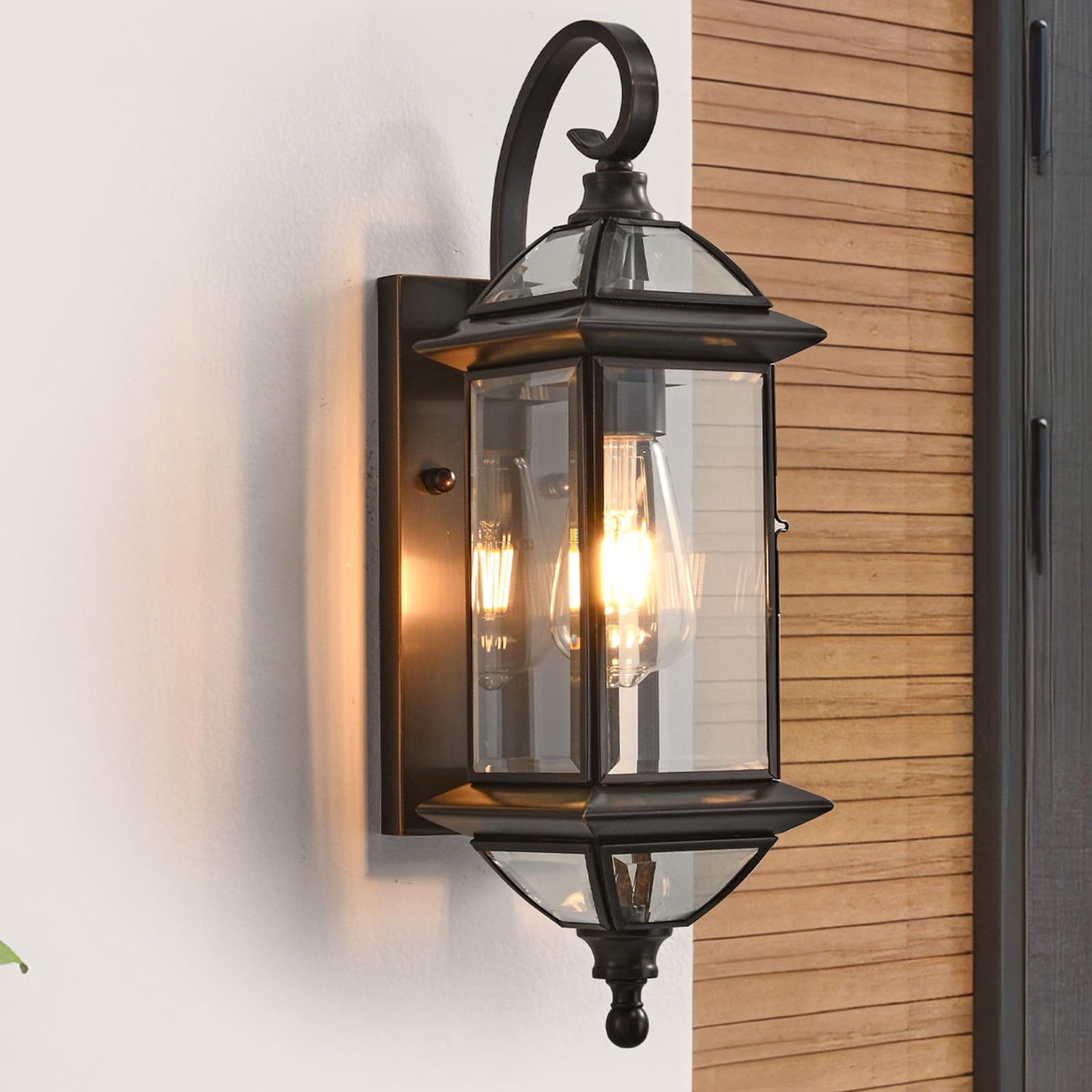 Photo 1 of ShinYouneL Exterior Wall Light Fixtures 18.5Inch Copper Outdoor Wall Lights Waterproof with Clear Glass Lantern Wall Sconce Oil Rubbed Bronze Porch Light for House Patio Garage Front Porch, E26