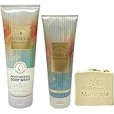 Bath & Body Works Vanilla Romance Moisturizing Body Wash and Body Cream Duo Set with a Wild Jasmine Bar Soap - Full Size