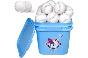 Poosue 24 Pack Youth Baseballs - 9 Inch Faux Leather Practice Balls for Teen Training, Hitting, Pitching & Fielding Drills | Lightweight Unmarked Baseballs for Backyard & School Team Practice