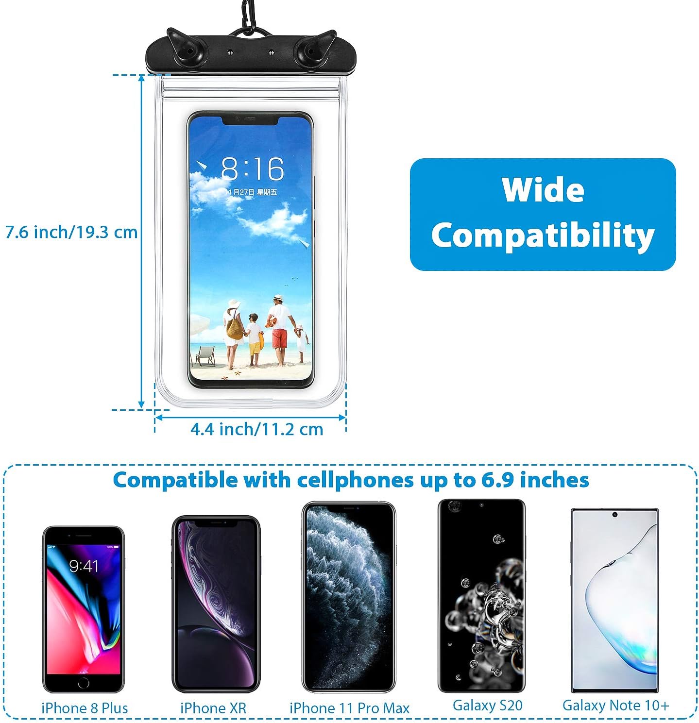 Frienda 12 Pieces Universal Waterproof Phone Pouch Underwater Case Clear Cellphone Dry Bag with Lanyard Outdoor Beach Swimming Snorkeling Bag for Smartphone up to 6.9 Inch - Image 3