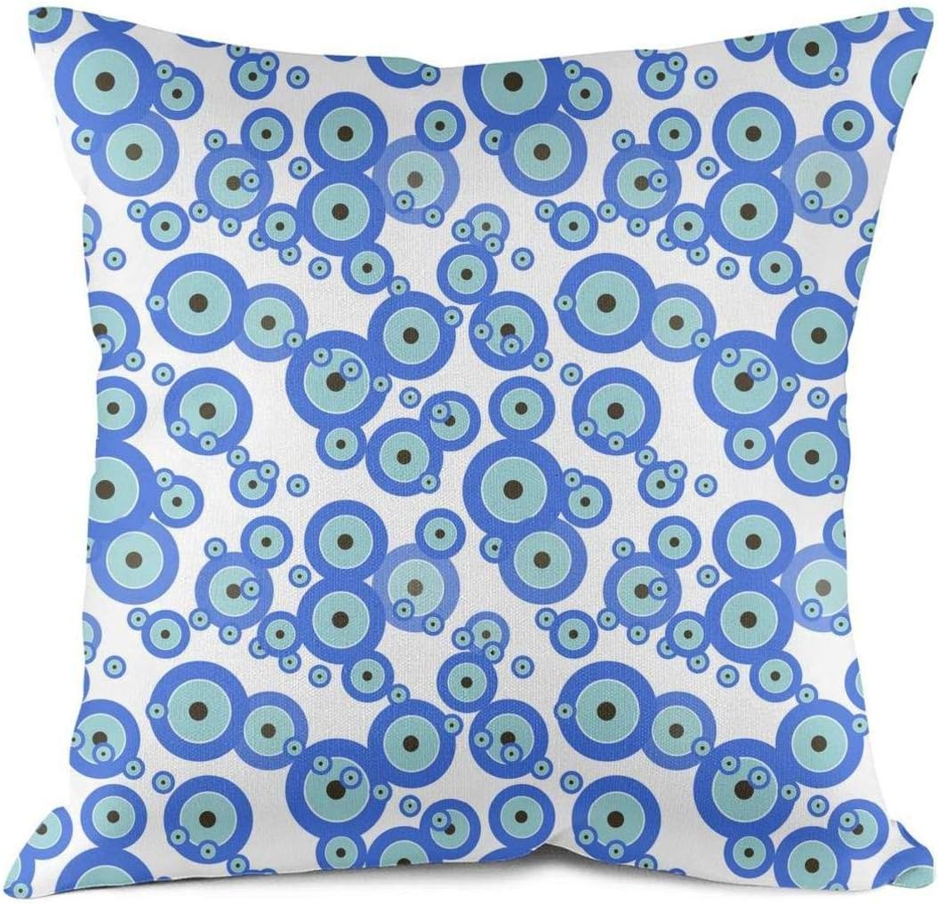 WENZI9DU Blue Eye Symbol Evil Eye Throw Pillows Covers 18"x18" Inch Comfortable 100% Cotton Sofa Cushion Pillowcase