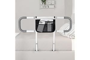 SUNISIFE Bed Rails for Elderly Adults Safety - Extended Bed Assist Rail for Seniors - Adjustable Beds Side Rails Handle Support Bar Bed Guard with Storage Bag & Fixing Strap, Fit King Queen Full Twin Beds