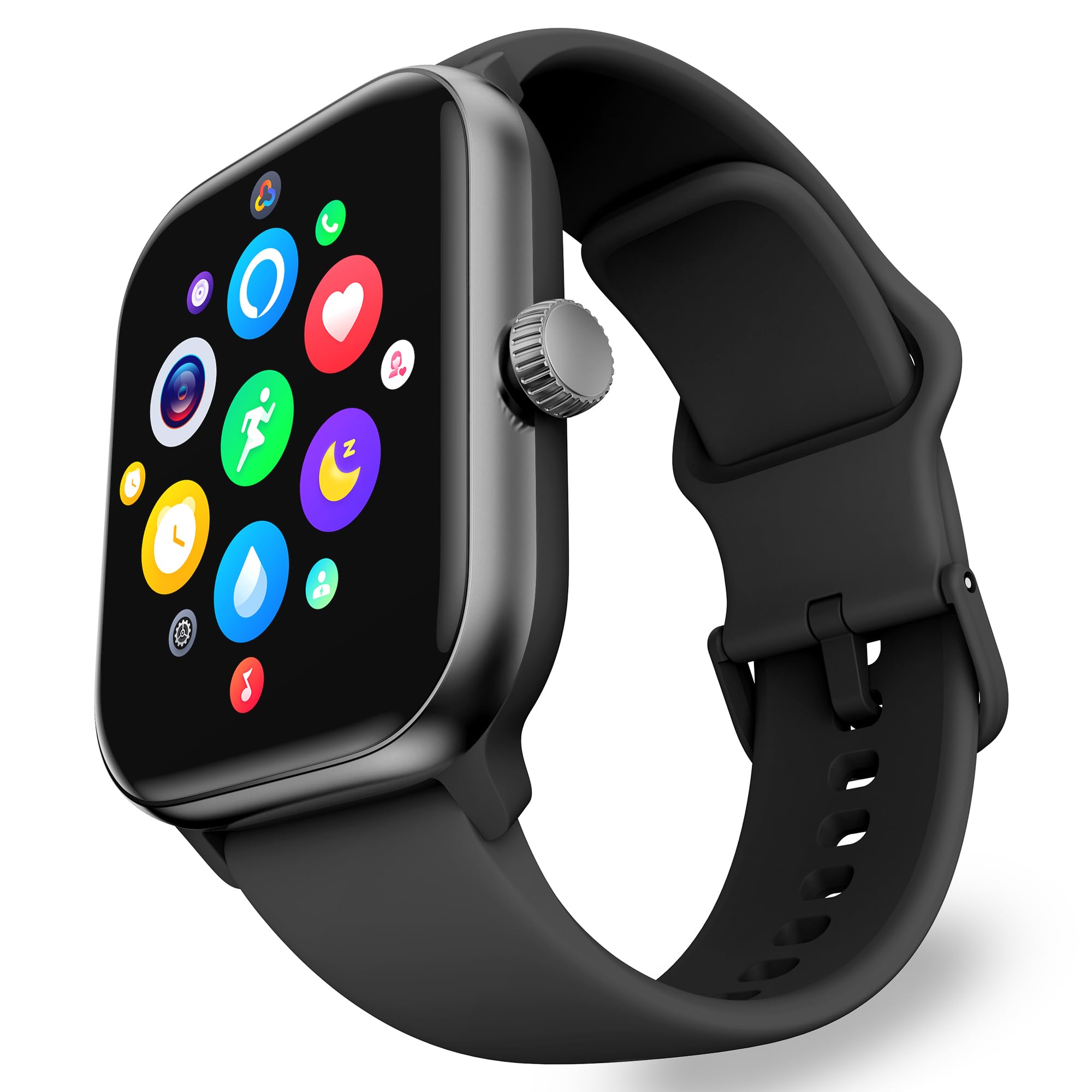 OCTANDRA Pulse 2 VeryFit Smart Watches for Men Women, Alexa Built-in 1.85" AMOLED Screen IP68 Fitness Tracker Watch, Body Energy/Heart Rate/Oxygen Saturation/Stress/Step/Sleep Monitor (GTX10) (Black)