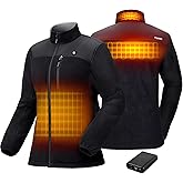 TIDEWE Women’s Heated Jacket Fleece with Battery Pack, Rechargeable Coat for Hunting (Black, Camo, Size S-XXL)