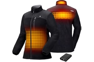 TIDEWE Women’s Heated Jacket Fleece with Battery Pack, Rechargeable Coat for Hunting (Black, Camo, Size S-XXL)