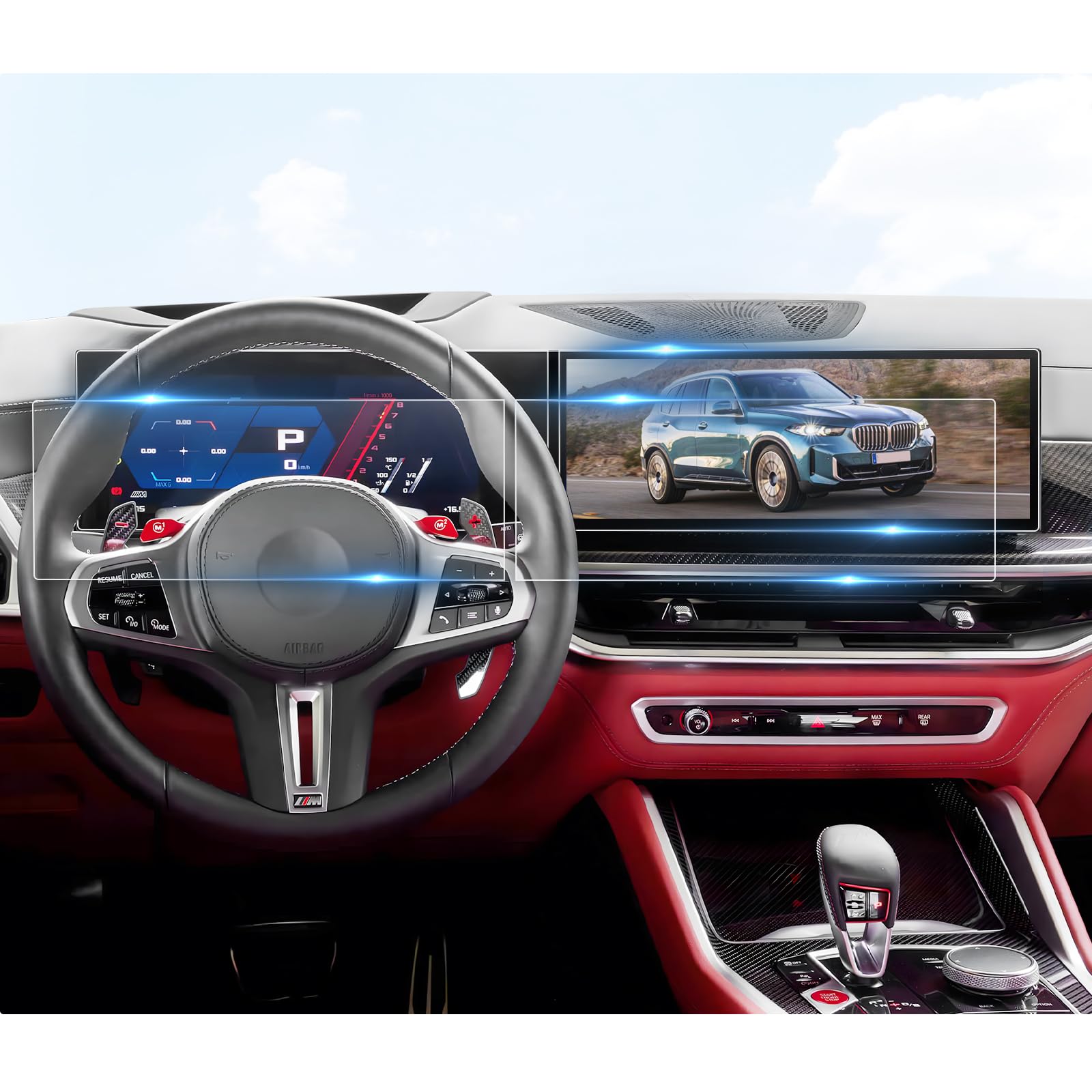 BIBIBO B*MW i3 i4 Screen Protector, PET Nano Protective Film for B*MW i3 i4 i5 i7 iX X5 X6 X7 XM iDrive 8 2022-2024 (12.3" Navigation+14.9" Cockpit), Anti Glare&Scratch, Ultra-Clear (4pcs)