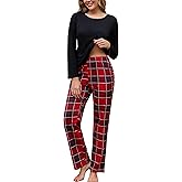 PNAEONG Women's Cotton Long-Sleeve Tops and Full-Length Pajama Set Two-Piece Pjs with Pockets SY008