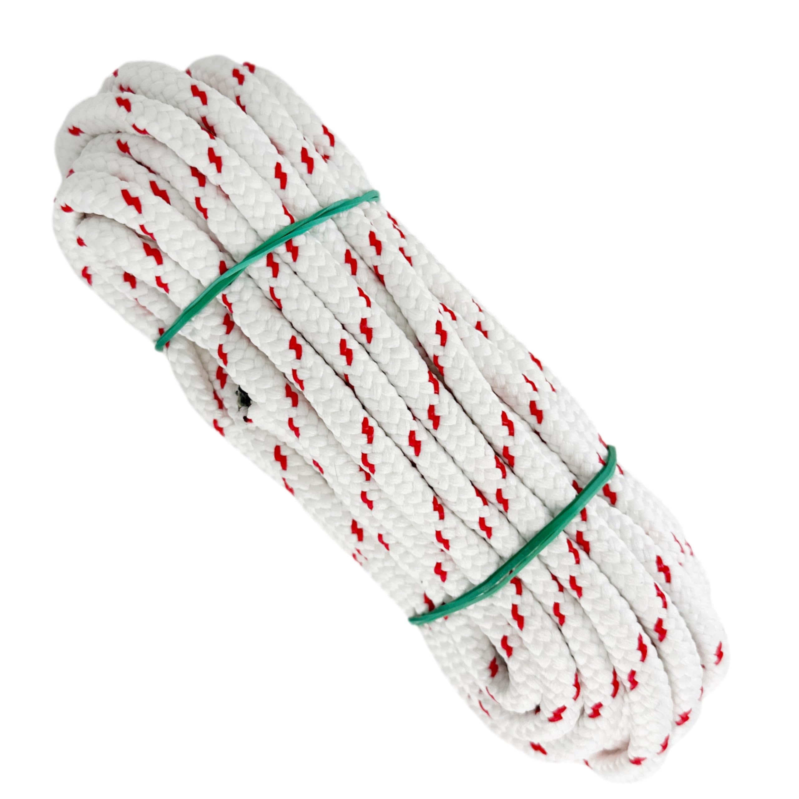 Matte polyester cord rope, 8MM * 10M, made in Spain, for DIY, awnings, camping, banners. White with Red