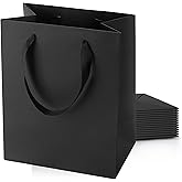 MOXARYSU Black Gift Bags With Handles: 8x5x10 Inch 15pcs Black Paper Bags Medium Bulk For Party Shopping Birthday Wedding (M,15)
