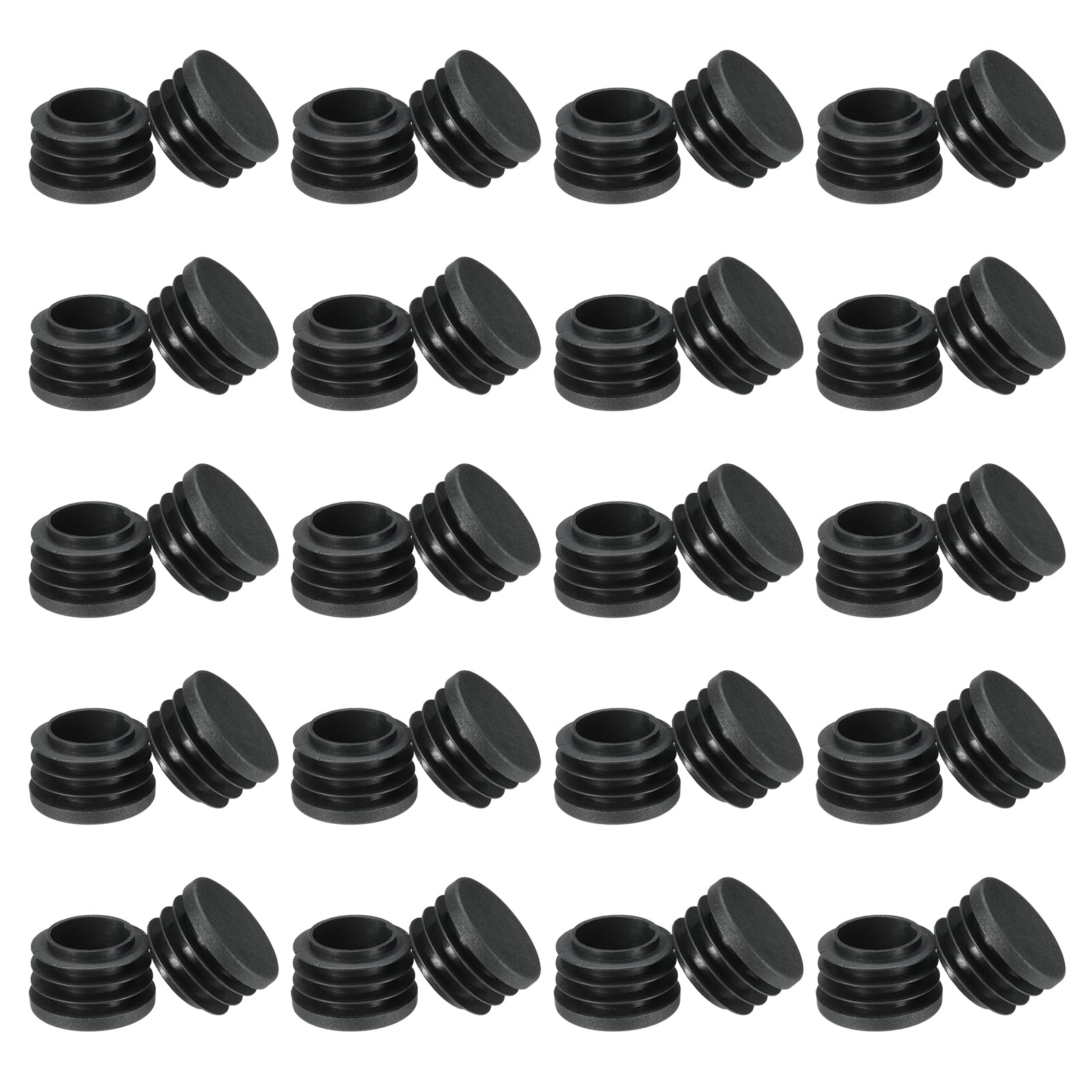 PATIKIL Round Plastic Hole Plugs 1-1/4inch, 40 Pack Pipe Tubing End Cap for Round Metal Tubing Furniture Chair Leg Fence Post Pipe, Black