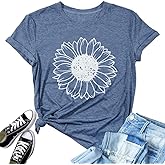 Women's Summer Tops Sunflower T Shirts for Women Cute Graphic Loose Tees Crew Neck Short Sleeve Casual Tops
