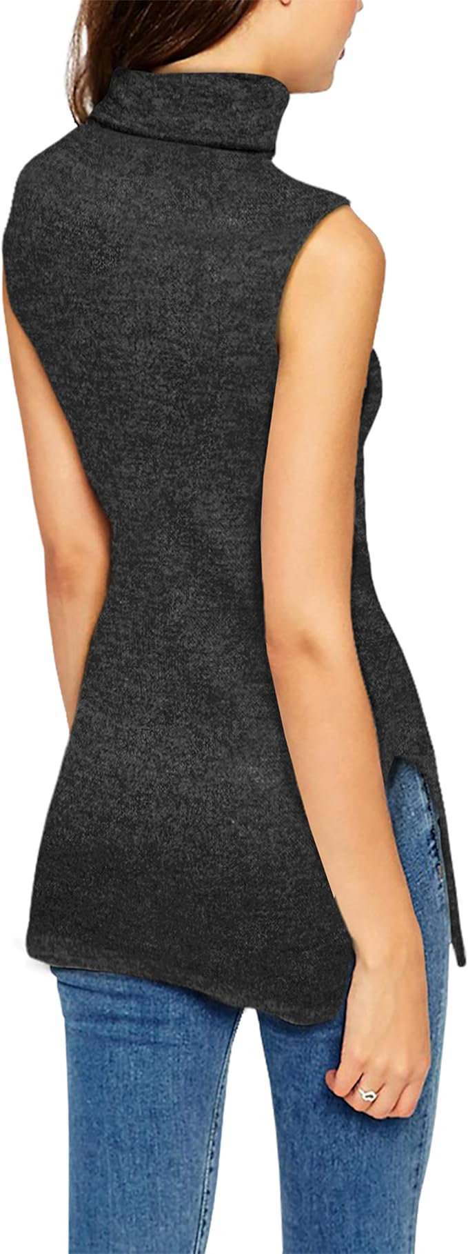 HyBrid & Company Womens Super Comfy Sleeveless Turtleneck Tunic Sweater