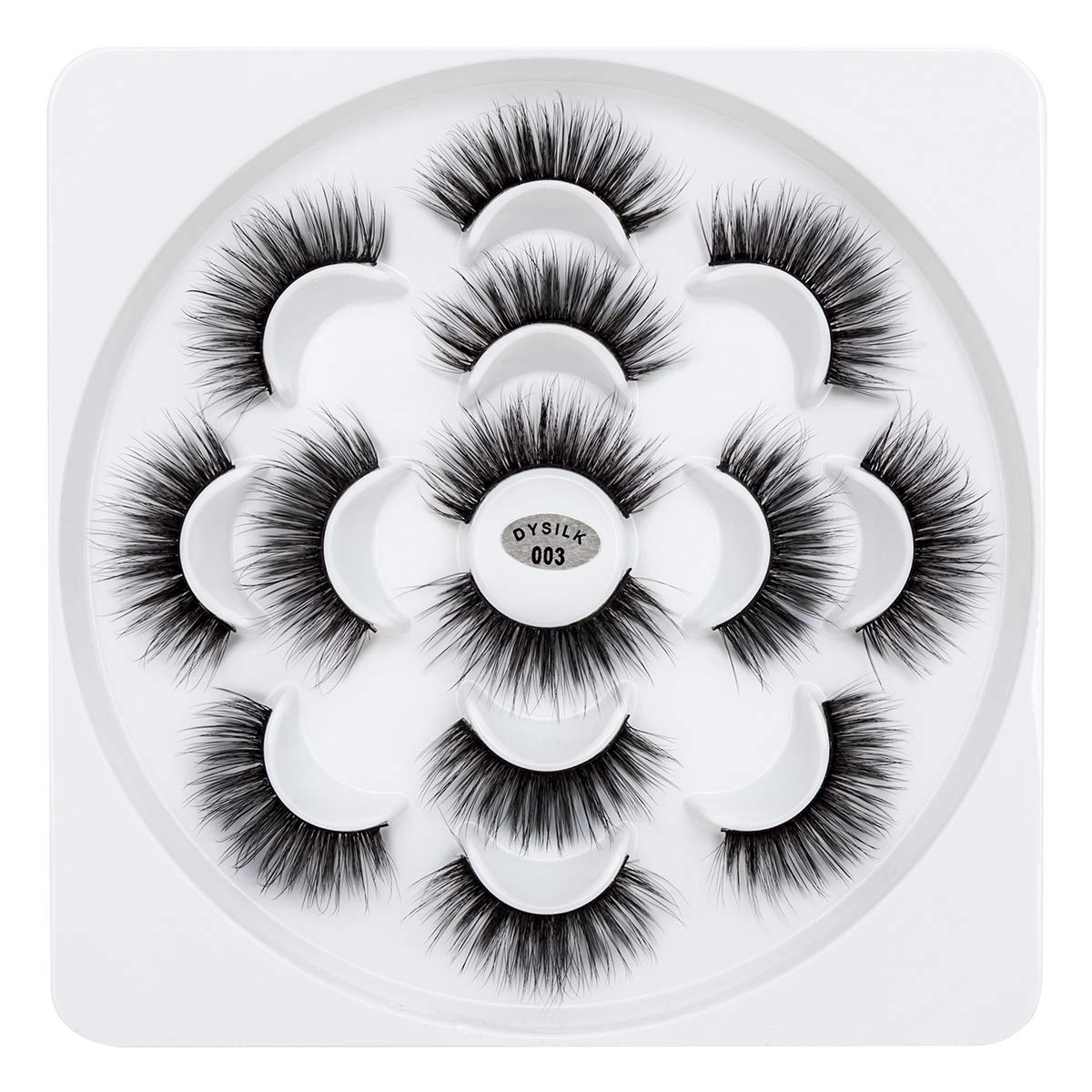 DYSILK False Eyelashes Mink 5D Fake Eyelashes Wispies Dramatic Look Eyelashes Pack Makeup Long Handmade Soft Thick Lashes Extension Fluffy Reusable