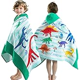 Gealaek 100% Cotton Hooded Towel for Toddlers 5-12 Years Boys Girls 60"x30" Extra Large Wearable Wrap Kids Bath Pool Beach Towel Soft Absorbent Beach Poncho(Dinosaur XL)