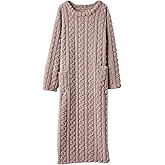 Women Fuzzy Fleece Nightgown Long Warm Flannel Night Gowns Winter Soft Loose Bathrobe House Dress with Pockets