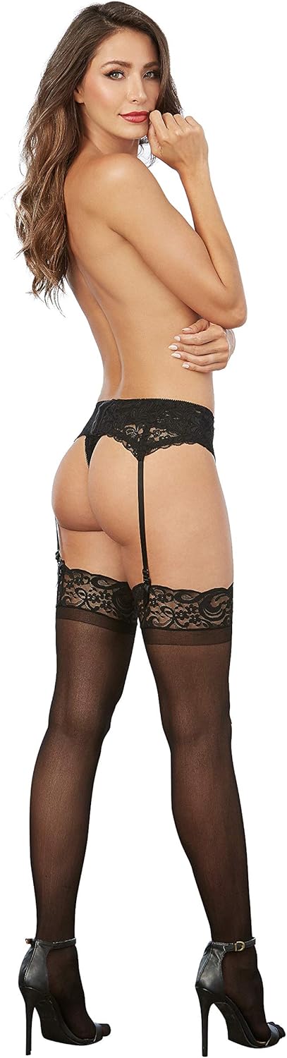 Dreamgirl Women's Lace Top Sheer Thigh-High Stockings: Adult Exotic Hosiery: Clothing