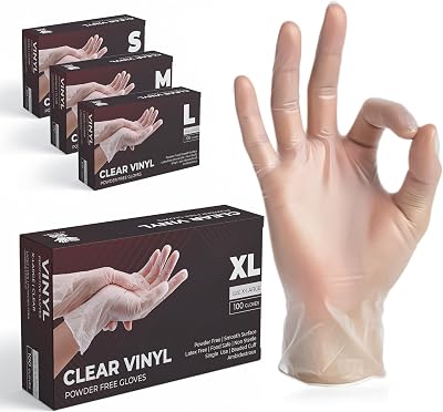 The Real Touch Vinyl Multi-Purpose Gloves Powder Free Extra Strong 100 Box