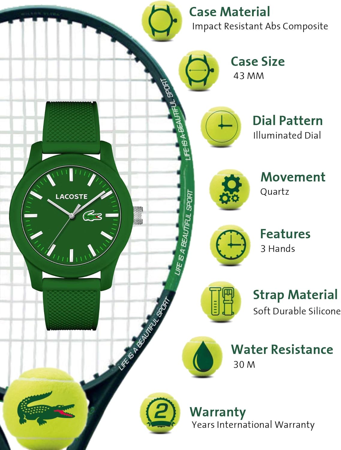 Lacoste 2010763 - Reloj analógico de pulsera para hombre, correa ...