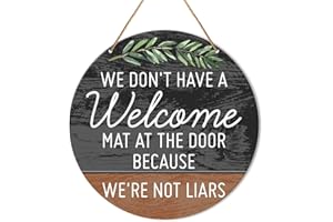 MUKTOUJAUMAI Funny Welcome Sign Front Door Decor, Welcome Wood Hanging Sign Decor Rustic Wall Sign Decorations for Door, Porch, Home, Housewarming Gift for New House Home Apartment, Welcome Door Hanger Sign