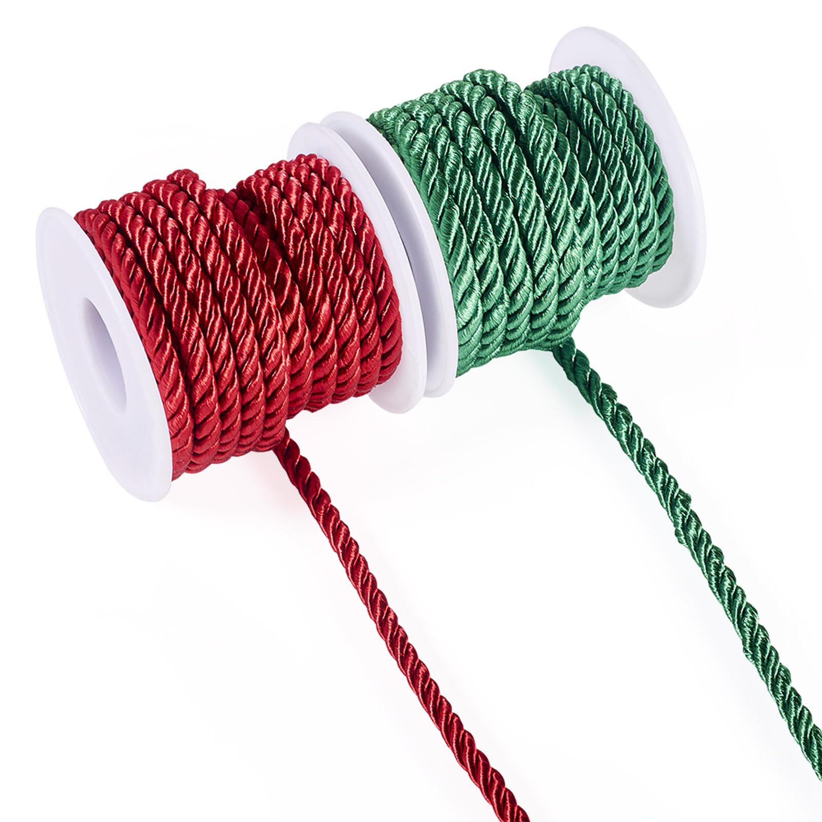 Crafans 5 mm Polyester Twisted Cords 3Ply Shinny Polyester Ropes Decorative Twine Cords Christmas Cord Sets for Hanging Decoration Curtains Tieback Bag Drawstrings