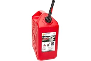 Midwest Can 5110 Heavy Duty Military Style 5 Gallon Gas Can – Durable Fuel Container with FlameShield Safety System & Quick-Flow Spout - 1 Pack