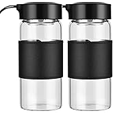 BNCWCQZ Small Glass Shaker Bottle, 2 Pack 16oz BPA Free Odorless Shaker Bottle with 304SS Mixing Ball and Removable Cleaning Brush for Fitness & Protein Shakes(Black-2Pack)