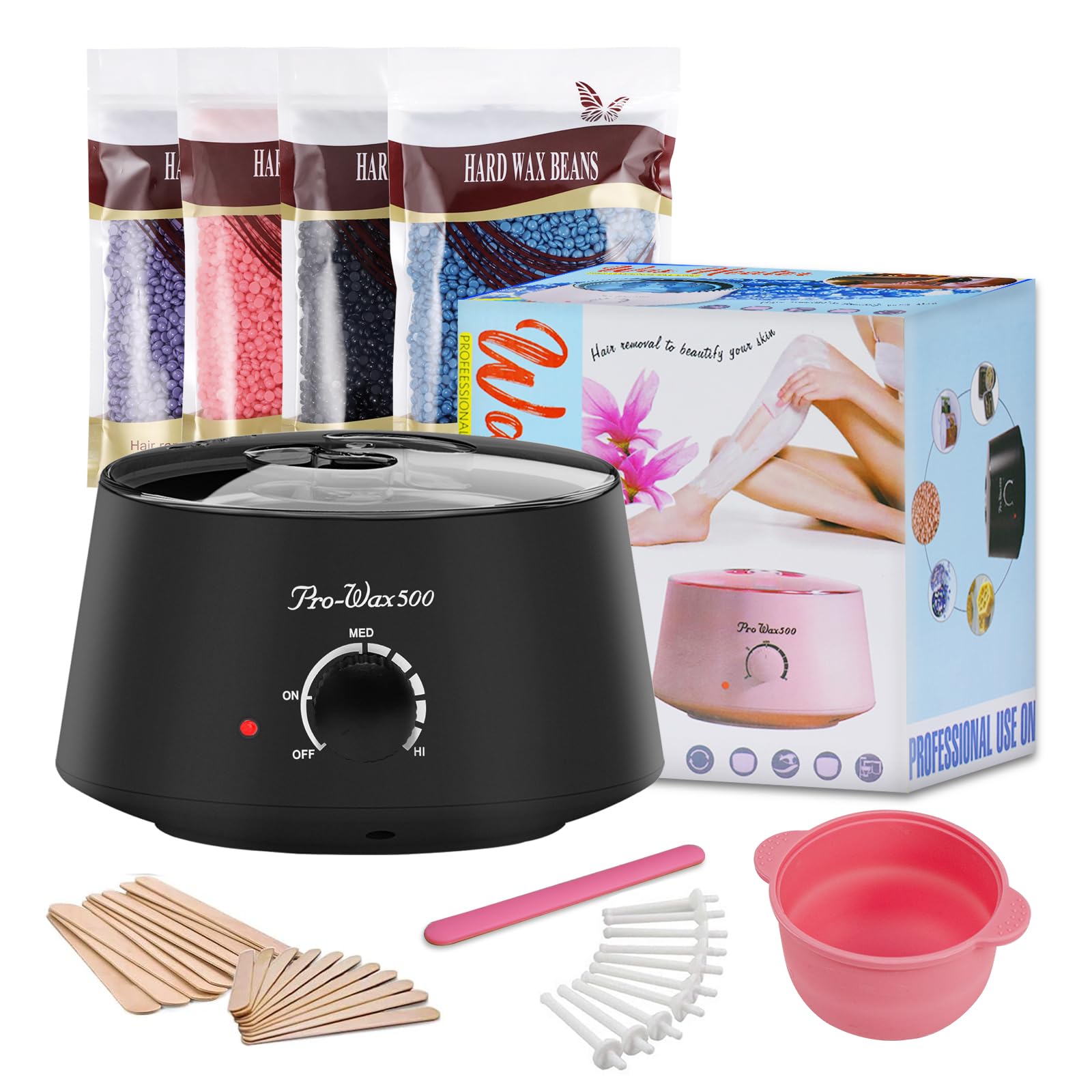 XWXO Premium Wax Machine,Waxing Kit for Hair Removal，Digital Wax Kit for Professional With with Easy-Clean Silicone Pot,at Home Heater for Nose,Eyebrow and Full Body Hot Waxing Kit 400g