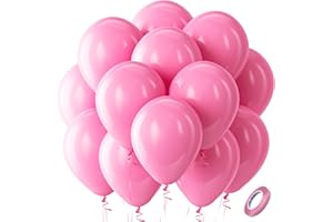 Bezente Pink Balloons Latex Party Balloons - 100 Pack 12 inch Round Helium Pink Balloons for Birthday Wedding Anniversary Bridal Shower Gender Reveal Party Decoration