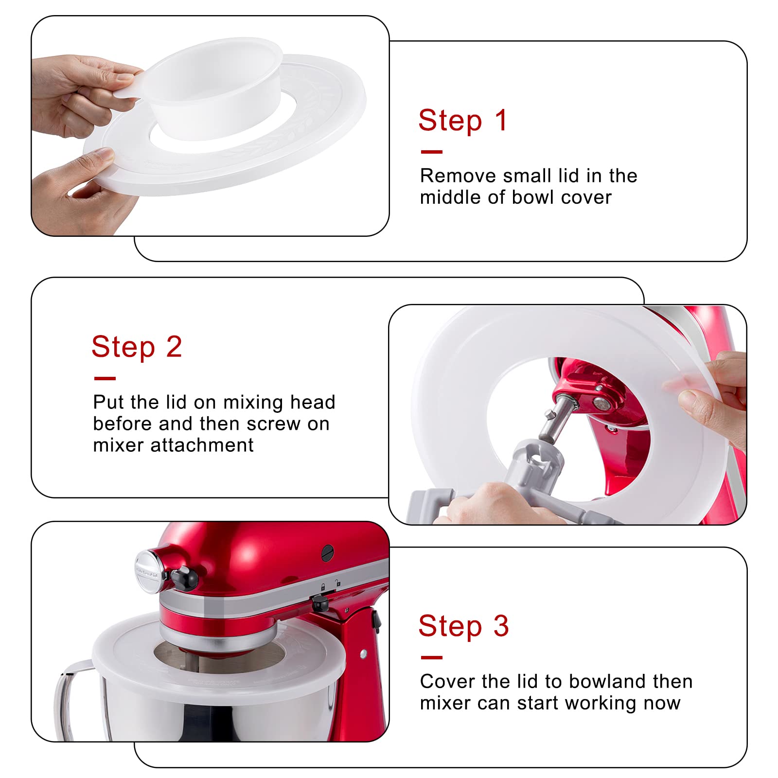 Mixer Bowl Cover for KitchenAid Tilt-Head Stand Mixers 4.5-5 Quart Stainless Steel Bowls (2 Pack)