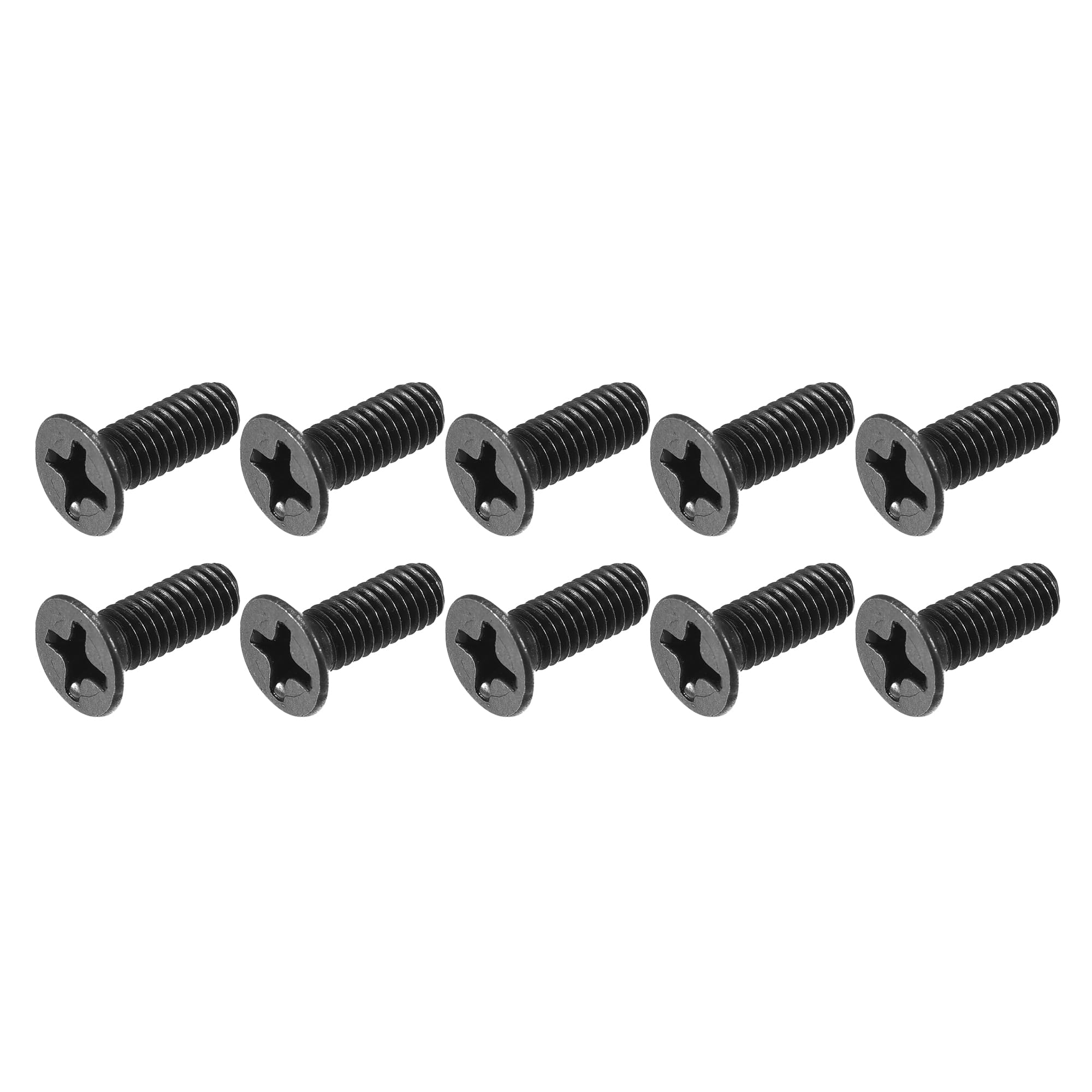 METALLIXITY Phillips Flat Head Screws (M3.5 x 10mm) 50Pcs, Carbon Steel Machine Screws - for Glasses Watch and Other Small Electronics, Black