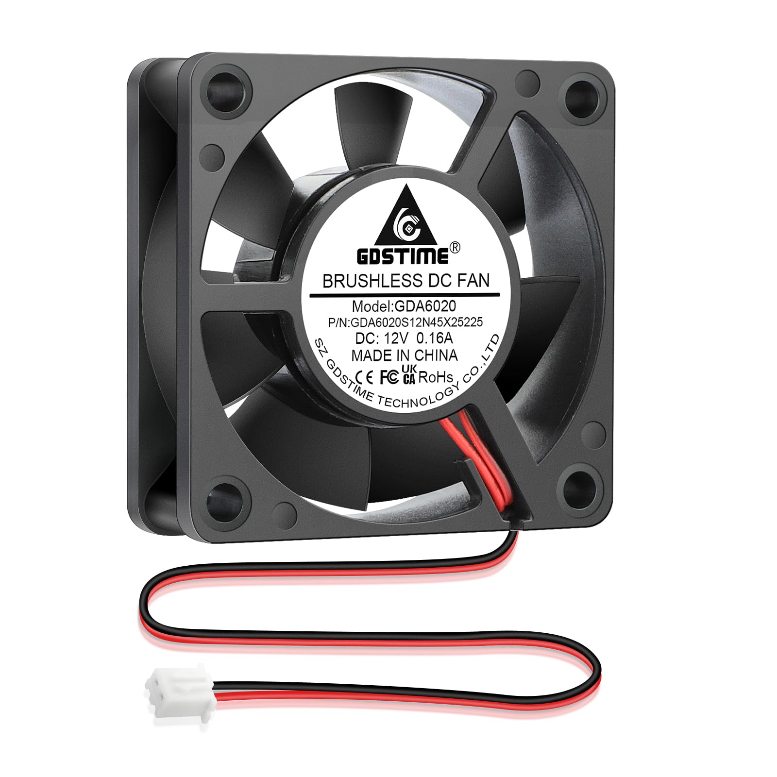 GDSTIME 60mm x 60mm x 20mm Computer Axial Fan 2Pin 6020 12V DC Brushless Cooling Fan 4500 RPM 26.2 CFM Case Cooler For 3D Printer PC CPU Xbox Game Console Router TV box