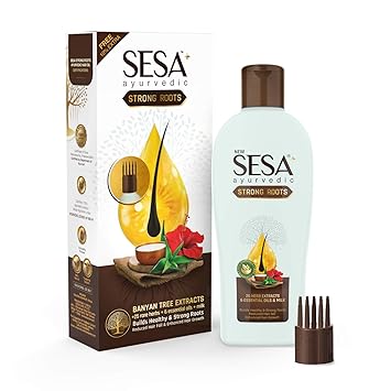 Sesa Plus Ayurvedic Strong Roots Oil, Prevents Hair Fall, Good for Hair Growth with Bhringraj and pure Banyan Tree Extracts 100ml