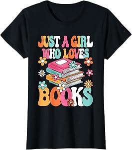 Just A Girl Who Loves Books Reading Cute Bookworm Girls Kids T-Shirt