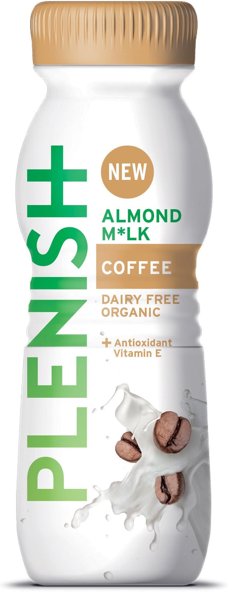 Plenish Organic Dairy-Free Unsweetened Almond Milk - Coffee Flavour (Pack of 8 x 250 millilitre)