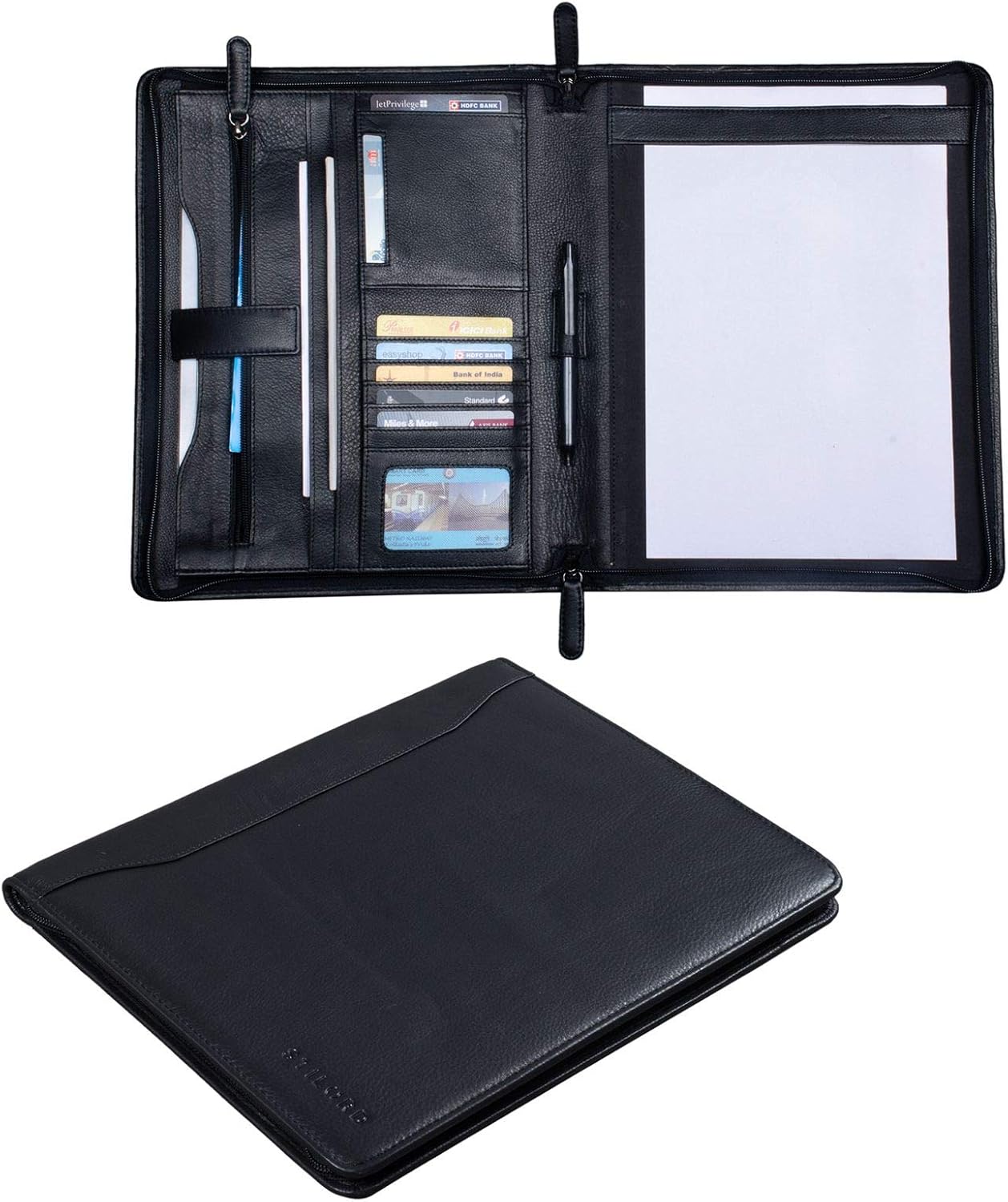STILORD 'Scott' Vintage Leather Document Folder, Black - Image 5