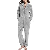 Flygo Womens Onesies Pajamas One Piece Hooded Adult Pajama Jumpsuit Winter Fuzzy Sleepwear