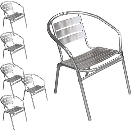 Garten & Terrasse Stühle & Sessel 6x Aluminium Gartenstuhl Stapelstuhl