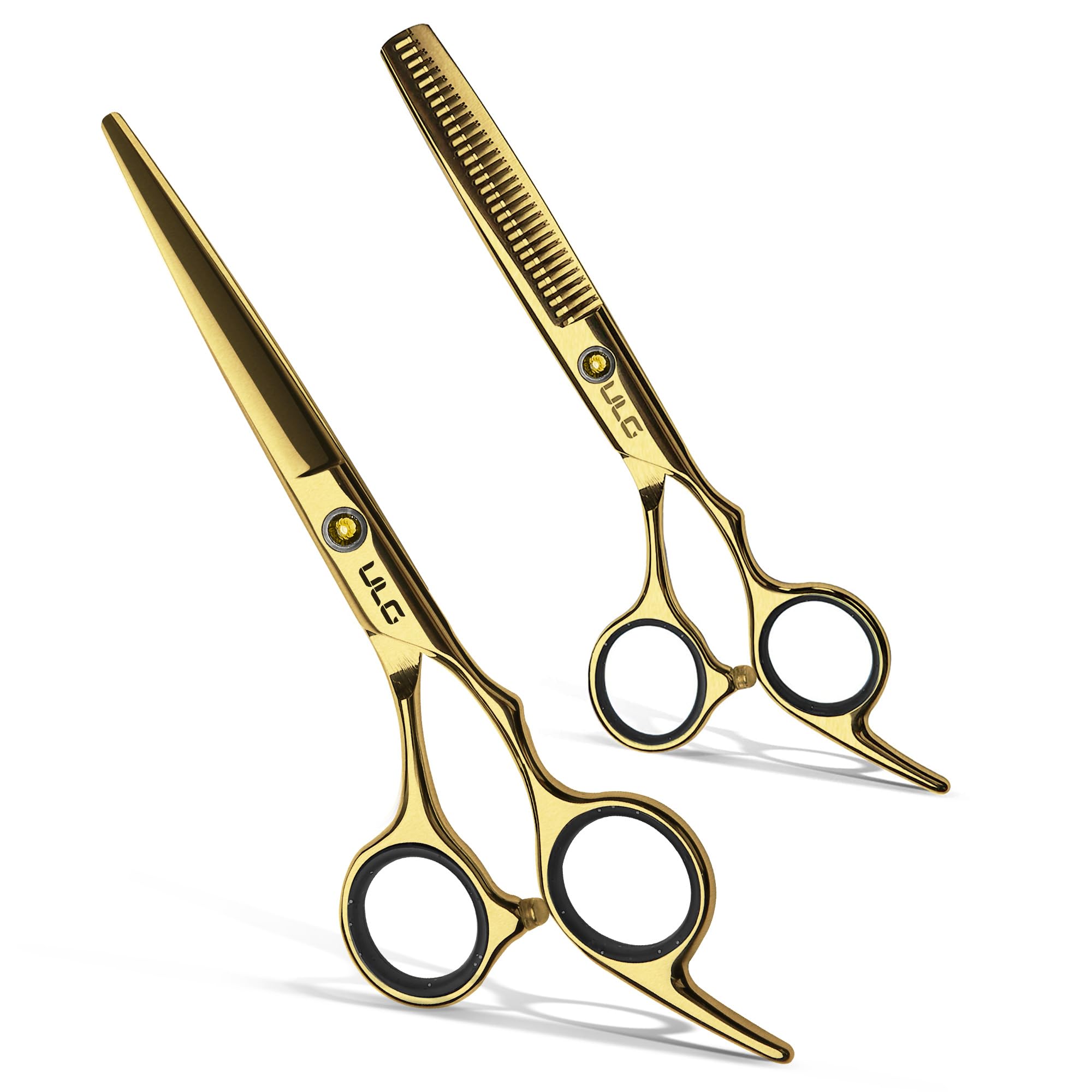 Hair Cutting Scissors Thinning Shears Kit ULG Professional Barber Hairdressing Texturizing Salon Razor Edge Scissor Japanese Stainless Steel 6.5 inch Gold Image