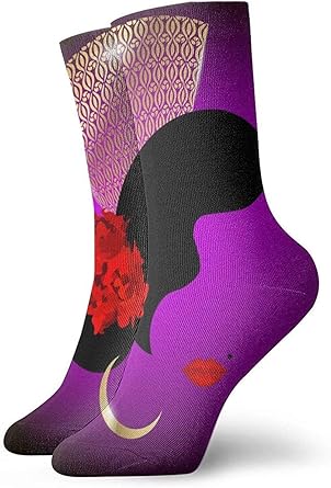 Hermoso Retrato De Mujer Espanola Silueta Con Flores De Rosas Rojas Y Peine Espanol Tradicional Calcetines De Oro De Peineta Calcetines De Mujer Y Hombre Calcetines De Futbol Medias De Tubo Deportivo