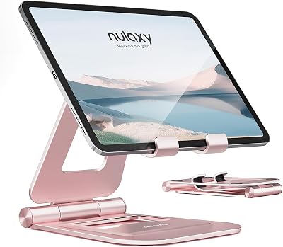 Nulaxy Dual Foldable Tablet Stand Fully Adjustable Desktop Holder Rose Gold