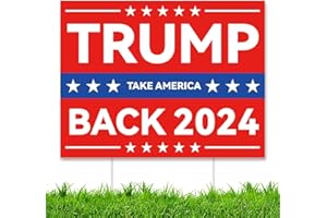 MAXDUCK Trump 2024 Decorative Signage, 14" x 11" Plastic Yard Sign with Stakes, Red, Funny Political Lawn Garden Decorations
