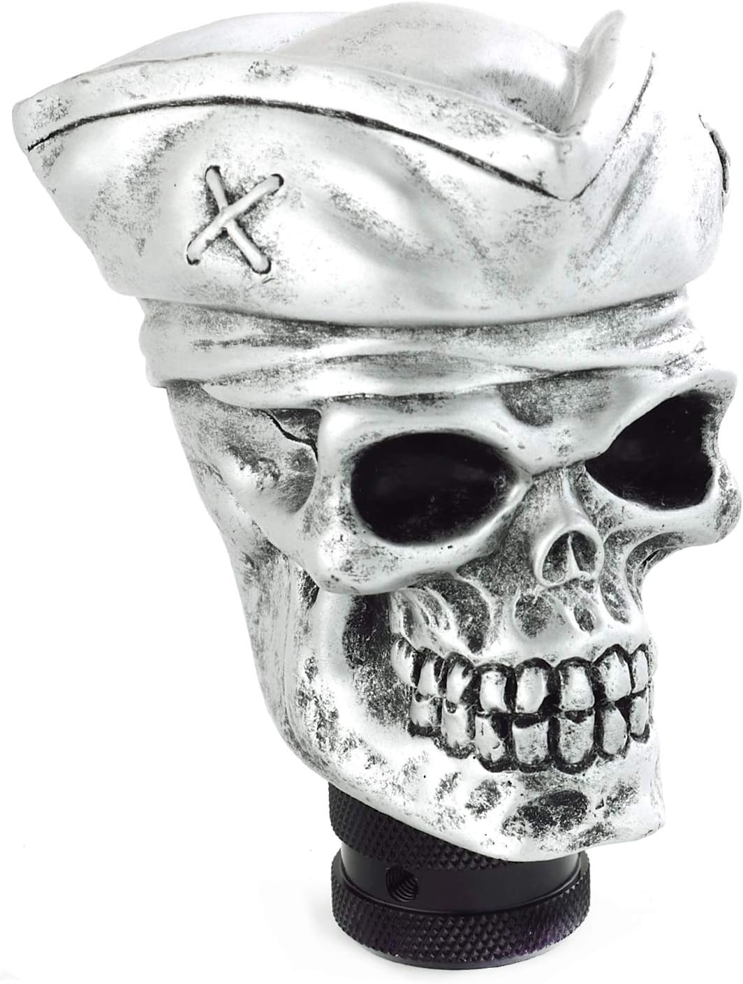 Arenbel Skull Shifter Knob with Tricorn Gear Shift Shifting Lever Handle Knobs fit Most Universal Cars Trucks Boats, Silver