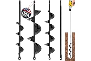 K-BRANDS Auger Drill Bit for Planting 3 Pack with Extension - Spiral Hole Planter for Bulbs, Fence Posts, and Umbrella Holes - 3/8'' Hex Drive Drill- Gardening Hole Digger Yard Tools - Garden Drill Attachments