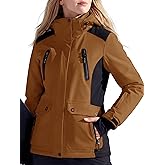 FREE SOLDIER Women's Waterproof Ski Snow Jacket Warm Fleece Lined Winter Rain Jacket with Hood Fully Taped Seams