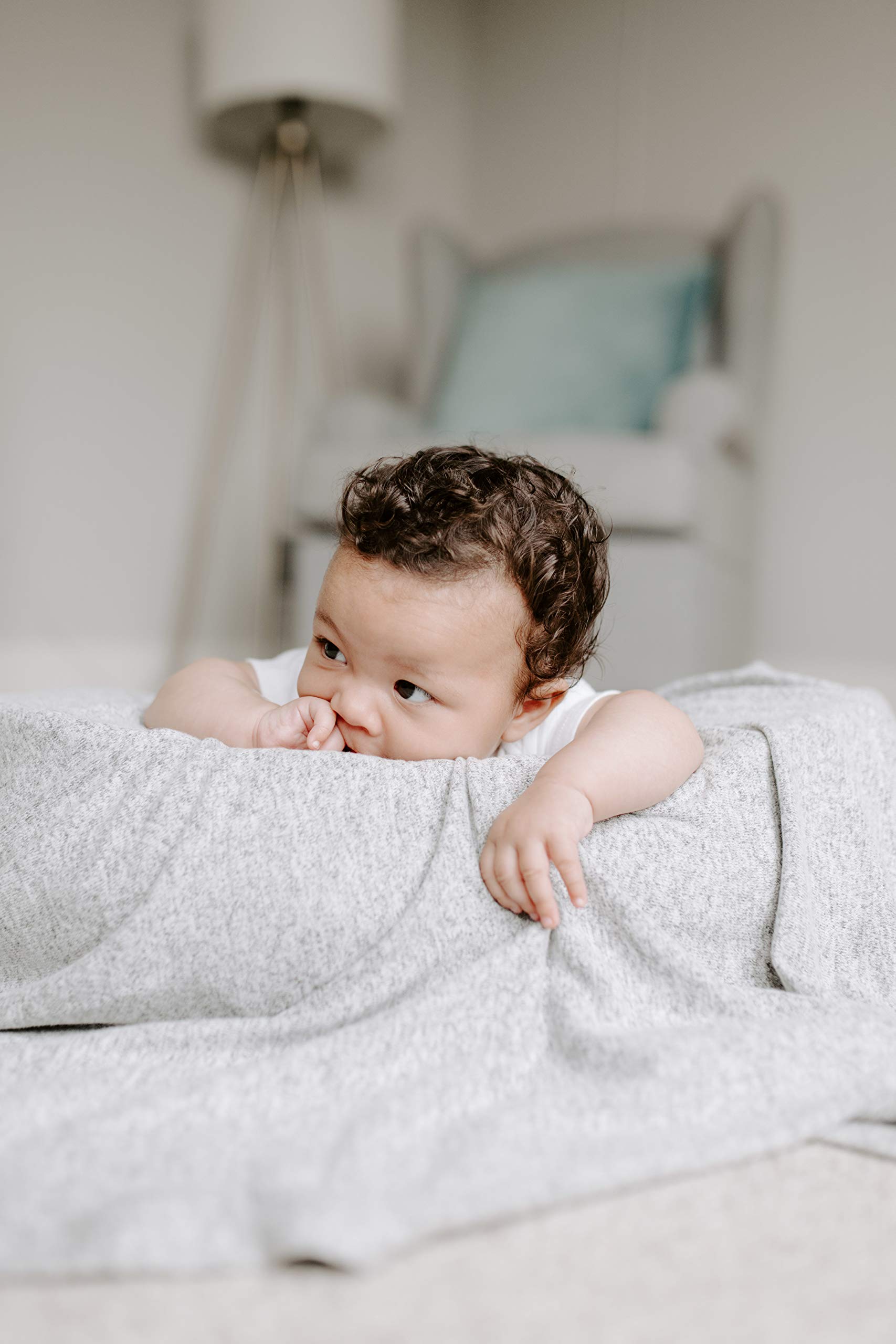 aden + anais Snuggle Knit Baby Swaddle Blanket for Newborn Girl and Boy, Versatile Stroller Cover, Burp Cloth, Nursing Shield, 47 x 47 Inch, Heather Grey