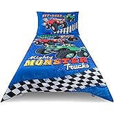 Todays Kids Monster Trucks Toddler Bedding Set for Boys - 4-Piece Toddler Bed Comforter Sets for Boys, Reversible Comforter & Pillowcase, Flat Sheet, Fitted Sheet, Breathable & Super Soft Microfiber
