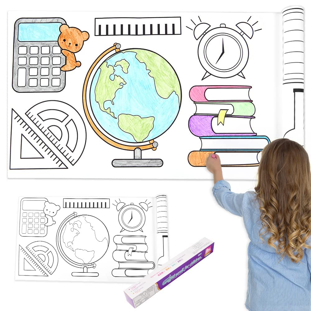 OFFCUP Drawing Paper Roll, 3M Adhesive Coloring Roll, Children's Drawing Roll Coloring Paper Roll for Children Art and Creative Toys for Toddlers (Daily Requirements)