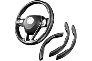 WSSROGY 3 Pack Carbon Fiber Car Steering Wheel Cover, Anti-Skid Segmented Steering Wheel Protector, Butterfly Steering Wheel Cover, Universal for 99 Car Wheel Cover Protector (Black)